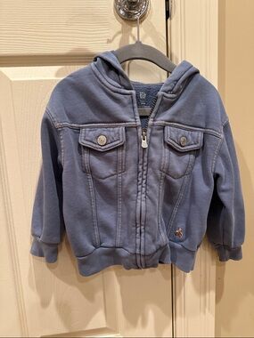 GAP Kids Dusty Blue Hooded Zip-Up Jacket